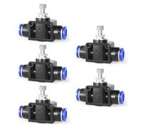 ERGAOBOY 5Pcs 6mm Tube OD Straight Pneumatic Speed Control Valve | Rotary screw needle, precision throttling drift, dual end insert lock, suitable for air compressed lines