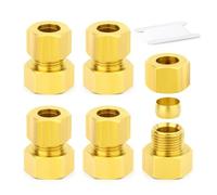 ERGAOBOY 5Pcs Brass Compression Tube Pipe Fitting, 10MM Tube OD X 1/4" BSP Female Compression Union Straight Connector