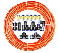ERGAOBOY Orange 10M Polyurethane PU Air Hose Pipe Tube Kit,6mm OD x 4mm ID with 14 Connector Kits