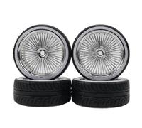 eRgDFS 4pcs 3mm Offset 1 10 Scale Plastic Wheel Rim 12mm Nut With Hard Plastic Tire Soft Insert Compatible With RC Car Drift On Road Touring Model