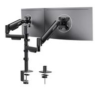 ErGear Dual Monitor Arm, Adjustable Stacked Vertical Desk Mount for 13"-32" Screens, 9kg per Arm, Enhanced Stability with Integrated C-Clamp, Upgraded Cable Management, VESA 75x75/100x100mm, Black