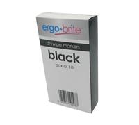 ergo-brite Dry-Wipe Marker ERGOBRIT – Rubber Grip – Black – Pack of 10
