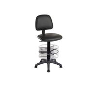 Ergo Deluxe Medium Back PU Draughtsman Office Chair (Black), Black, Fully Installed