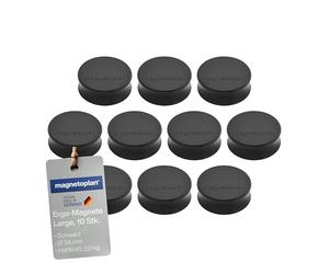 Ergo Large Magnets, Diameter 34 mm x 12.5 mm, Pack of 10 Black