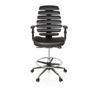 ERGO LINE II WORK | Leather - Counter chair Black