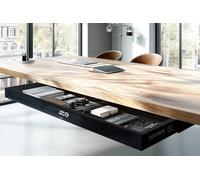 Ergo Office ER-302 Flat Under-Table Drawer 758 mm | Robust Plastic Drawer with Steel Guides up to 10 kg | Space-Saving Workplace Organiser for Office & Home Office