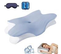 Ergo Pillow Sleep Apnea, Anti Snoring Ergo Pillow with Cooling Pillowcase, Ergonomic Cervical Orthopedic Pillows for Side, Back & Stomach Sleepers, Relieve Neck and Shoulder Pain(Blue,1Pcs)