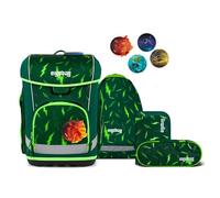 ergobag Cubo Light Set Ergonomic School Bag, Extra Light, Set of 5, 860 g, Bärtastisch - Green, standard size, School bag set