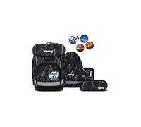 ergobag Cubo Light Set Ergonomic School Bag, Extra Light, Set of 6, 860 g, Super reflective bear - black, standard size, School bag set