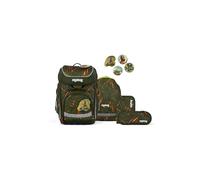 ergobag Cubo Set Ergonomic School Bag Classic 5-Piece 1st Class Primary School, Extra Bear Edition - Olive, standard size, School bag set