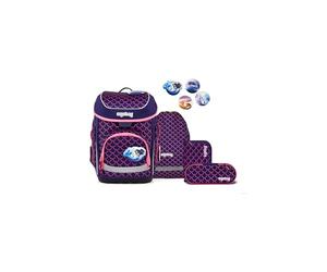 ergobag Cubo Set Ergonomic School Bag Classic 5-Piece 1st Class Primary School, Pearl Diving Bear - Purple, One Size