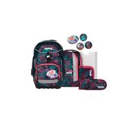 ergobag Pack Set Ergonomic School Backpack Flexible 6-Piece Set 1st Class Primary School for Girls and Boys, Coral Bear - Purple, Standard Size, School Bag Set