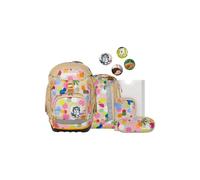 ergobag Pack Set Ergonomic School Bag Flexible 6-Piece Set 1st Class Primary School for Girls and Boys, Flower Powbär - Beige, standard size, School bag set