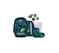 ergobag Pack Set Ergonomic School Bag Flexible 6-Piece Set 1st Class Primary School for Girls and Boys, Dragon Conqueror Bear - Green, standard size, School bag set