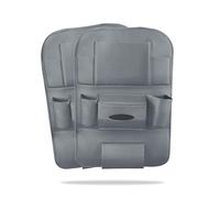Ergocar 2 Packs PU Leather Car Organisers, Back Seat Protector Cover，Kick Mat Car Back Seat Organiser with 10.1" iPad/Tablet Holder Multi Pockets Including Tissue Box - Gray