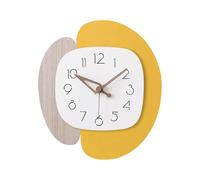 Ergocar Art Deco Wall Clock, 35 cm (W) x 38 cm (H), Brown, Yellow, Quartz, Silent, Large Display, Battery Powered, Wall Mount, Kid's Room, Unisex