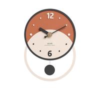 Ergocar Art Decorative Wall Clock - Wooden, Battery Powered, Silent Modern Design, Bottom Swing, Suitable For Living Room, Bedroom, School, Dining Room, Kitchen, Hallway