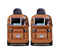 Ergocar Car Back Seat Organiser Kick Mats Luxury PU Leather with Foldable Tablet Holder Car Organisers Car Storage Multi-Function Back Seat Protector for Long Trip and Family (Brown - 2 Pack)