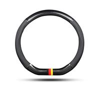 Ergocar Car Steering Wheel Cover Non-slip Car Steering Wheel Protector Sport D-shape Carbon Fiber & PU Leather Universal For Diameter 38cm(15") (Black-G)