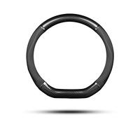 Ergocar Car Steering Wheel Cover Non-slip Car Steering Wheel Protector Sport D-shape Carbon Fiber & PU Leather Universal For Diameter 38cm(15") (Black)