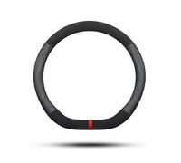 Ergocar Car Steering Wheel Cover Non-slip Car Steering Wheel Protector Sport D-shape Microfiber Leather & PU Leather Universal For Diameter 38cm (15") (D-Black-StripeF)