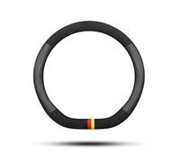 Ergocar Car Steering Wheel Cover Non-slip Car Steering Wheel Protector Sport D-shape Microfiber Leather & PU Leather Universal For Diameter 38cm (15") (D-Black-StripeG)