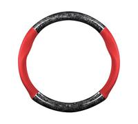 Ergocar Car Steering Wheel Sleeve, Round Forged Carbon Fiber And Leather Material Steering Wheel Sleeve, 37-38cm/14.5-15inch, Non-Slip, Soft, Breathable, Sports Style