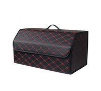 Ergocar Car Trunk Organizer Luxury Foldable Car Boot Tidy Storage Box Waterproof PU Car Boot Storage Organiser for Car/SUV/Truck/Auto (Black Red-L)