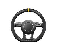 Ergocar D-Shaped Carbon Fiber & Microfiber Pu Leather Steering Anti-Slip Car All Seasons Sport For Diameter 38cm（15"）