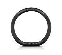 Ergocar D-shaped Carbon Fiber & Microfiber PU Leather Steering Wheel Cover Anti-slip Car Steering Wheel Protector Summer Breathable Sweat Absorbent Sport For Diameter 38cm(15")-Black