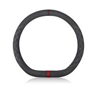 Ergocar D-Shaped Sport Microfiber Suede Winter Warm Car Steering Wheel Cover Non-slip Car Steering Wheel Protector Universal For D-type Diameter 38cm(15") (Black Red)