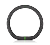 Ergocar D-Shaped Sport Microfiber Suede Winter Warm Car Steering Wheel Cover Non-slip Car Steering Wheel Protector Universal For D-type Diameter 38cm(15") (Black Green)