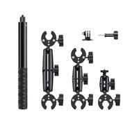 Ergocar Double Clamp Mounting Kit for Bicycle Handlebars with 44-inch Invisible Selfie Stick Telescopic Mount, Suitable for Insta3603 Action Camera Motorcycle Riding Holder x4/x3