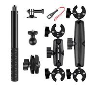 Ergocar Double Clamp Mounting Kit for Bicycle Handlebars with 44-inch Invisible Selfie Stick Telescopic Mount, Suitable for Insta3603 Action Camera Motorcycle Riding Holder x4/x3