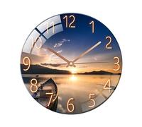 Ergocar Glass Wall Clock Silent Scanning Mechanical Round Glass Wall Clock, Suitable for living room, kitchen, office.