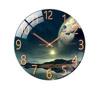 Ergocar Glass Wall Clock Silent Scanning Mechanical Round Glass Wall Clock, Suitable for living room, kitchen, office.