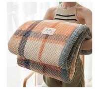 Ergocar Large Plush Soft Blanket, Warm Double-Sided Bean Velvet Fluffy Blanket, Plaid Striped Pattern, 180x200cm