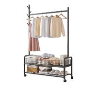Ergocar Metal Coat Rack, Shoe Rack, Multi-Layer Storage, Pulleys, It Can Be Moved And Stabilized, Clothing Rack, With Bottom Rack, Can Hang Clothes, Coats, Skirts, Sweaters, Shoes
