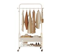Ergocar Metal Coat Rack, With Storage Basket And Shoe Rack, Movable Freestanding Clothes Rack, Hanger With Pulley, Small Space Clothing Rack, Multi-Layer Storage Space, For Hanging Coats, Skirts