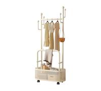 Ergocar Metal Double Tier Coat Rack With Storage Basket And Swivel Casters