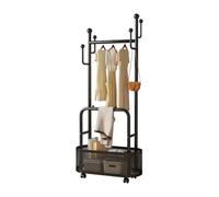 Ergocar Metal Double Tier Coat Rack With Storage Basket And Swivel Casters
