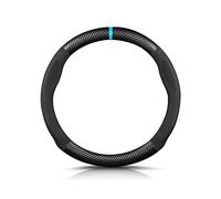 Ergocar Round Shape Carbon Fiber & Microfiber PU Leather Steering Wheel Cover Anti-slip Car Steering Wheel Protector Summer Breathable Sweat Absorbent Sport For Diameter 38cm（15"）-Black Blue