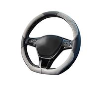 Ergocar Sport D-shape Car Steering Wheel Cover Non-slip Car Steering Wheel Protector Microfiber Breathable PU Leather Universal For D-type Diameter 38cm(15") (White)