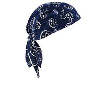 Ergodyne - 12480 Chill Its 6615 Dew Rag, Lined with Terry Cloth Sweatband, Sweat Wicking, Navy Western