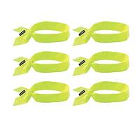 Ergodyne Chill Its 6700 Cooling Bandana, Evaporative Polymer Crystals For Cooling Relief, Tie For Adjustable Fit, 6-Pack