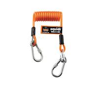 Ergodyne Squids 3130M Coiled Cable Tool Lanyard with Dual Stainless Steel Carabiners, 5 Pounds