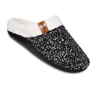 ERGOfoot Orthopedic Slippers with Arch Support, Slip-On Knit Soft Sherpa Lining House Slipper, Plantar Fasciitis Relief, Orthotic House Shoes with Indoor Outdoor Anti-Skid Rubber （Black,7.5 UK