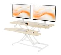 ERGOMAKER Height Adjustable Standing Desk Converter -101cm Wide Platform Tabletop Workstation - Quick Sit to Stand Desk Riser for Dual Monitors Wlant oak
