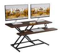 ERGOMAKER Height Adjustable Standing Desk Converter -101cm Wide Platform Tabletop Workstation - Quick Sit to Stand Desk Riser for Dual Monitors Wlant Black