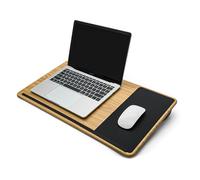 ergomi Lap Desk for Bed & Sofa - Large Laptop Tray with Cushion, Wrist Rest & Anti-Slip Strip, Portable Wooden Pattern Lapdesk for 17” Laptop, Lightweight Table for Work or Study